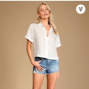 Crinkle textured button up